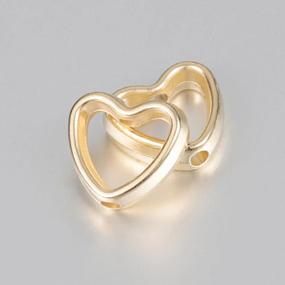 50pcs Heart Frame Wrapped Bead Double Stright Hole Spacers Loose Beads for Jewelry Making DIY Findings