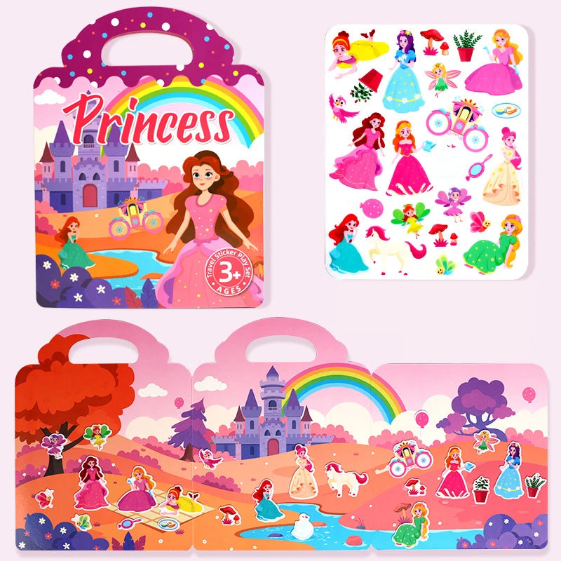 1 Book Jelly Sticker Book Quiet Book DIY Fun for Children's Scene Stickers Repeatedly Paste Puzzle Sticker Book - A