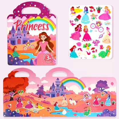 1 Book Jelly Sticker Book Quiet Book DIY Fun for Children's Scene Stickers Repeatedly Paste Puzzle Sticker Book - A