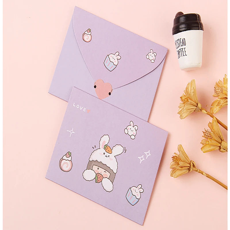 10Pcs/Set Cartoon Greeting Card Student DIY Teacher's Day Bouquet Card Message Small Card Birthday Postcards Party Decoration