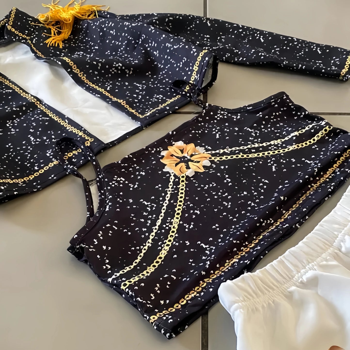 Kids Anime Cosplay Girl Costume Group Idol Singer Performance Show Black Golden Costume Child Halloween Party Clolthes Outfit