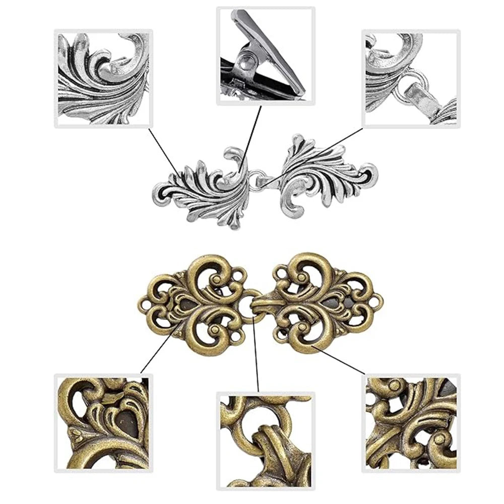 Vintage Sweater Clip Cape Cloak Clips Retro Cardigan Clasp Shawl Collar Clasp Dress Shirt Brooch for Cape Cloak Scarf Clip