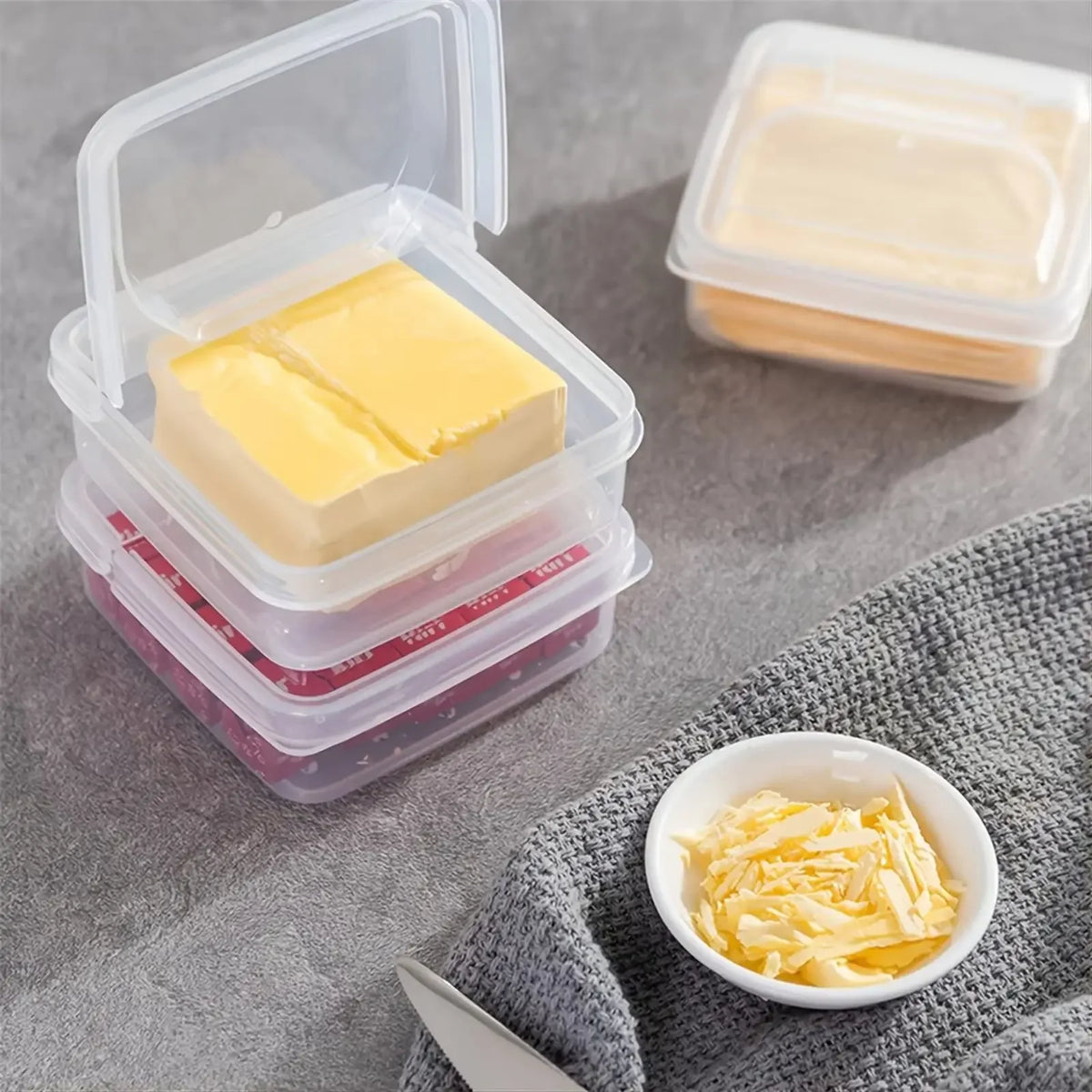 1PC Sliced Cheese Container for Fridge, Clear Plastic Butter Block Cheese Slice Storage Box with Flip Lid for Refrigerator Fo