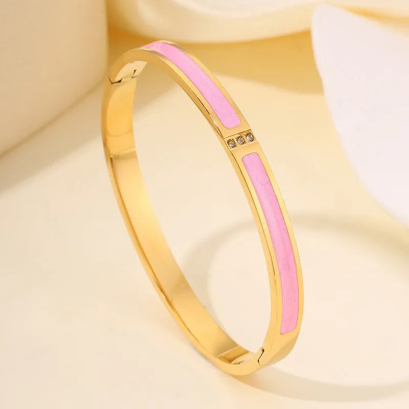 ZAKOL 5/1pcs Sparkling Zirconia Inlaid Stainless Steel Bracelet Set for Women Stackable Bangles Fashion Non Fading Jewelry Gi