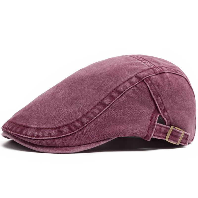 New Vintage Cotton Beret Men Women Fashion Flat Visor Cap Casual Autumn Berets Retro Newsboy Hat Summer Unisex Adjustable - W
