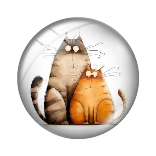 Funny Cats 10pcs 12mm/18mm/20mm/25mm Round photo glass cabochon demo flat back Making findings