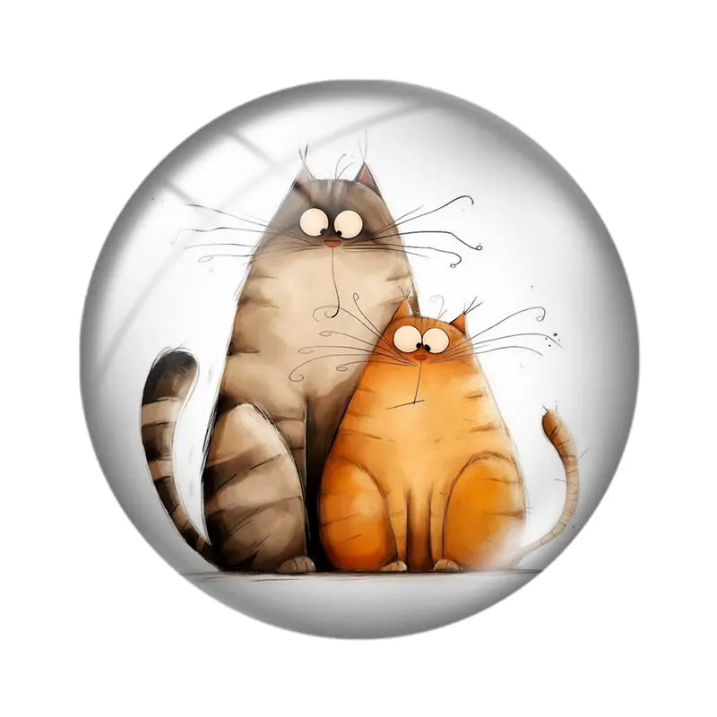 Funny Cats 10pcs 12mm/18mm/20mm/25mm Round photo glass cabochon demo flat back Making findings - 10pcs-BG2190-04 / 25mm