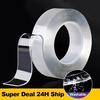 Nano Tape Super Strong Double-Sided Adhesive Tape Transparent Reusable Waterproof Tapes Heat Resistance Bathroom Home Decorat