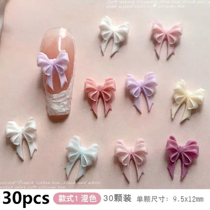 French Ribbons Colorful Resin Cute Bowknot Charm Leopard Print Bow Tie Nail Art Decorations Manicure Tools Accessories Wholes