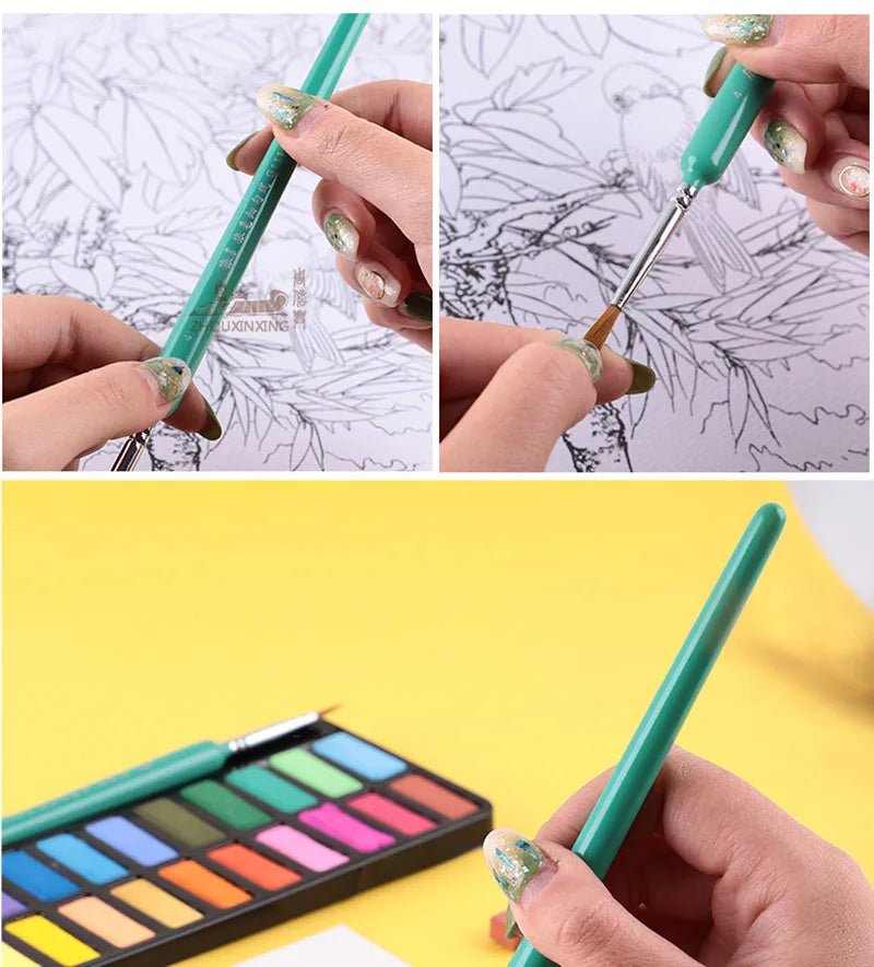 4/5/10pcs Miniature Hook Line Pen Art Painting Brushes Weasel Hair Paint Brush Gouache Watercolor Oil Paint Artists Hand Pain