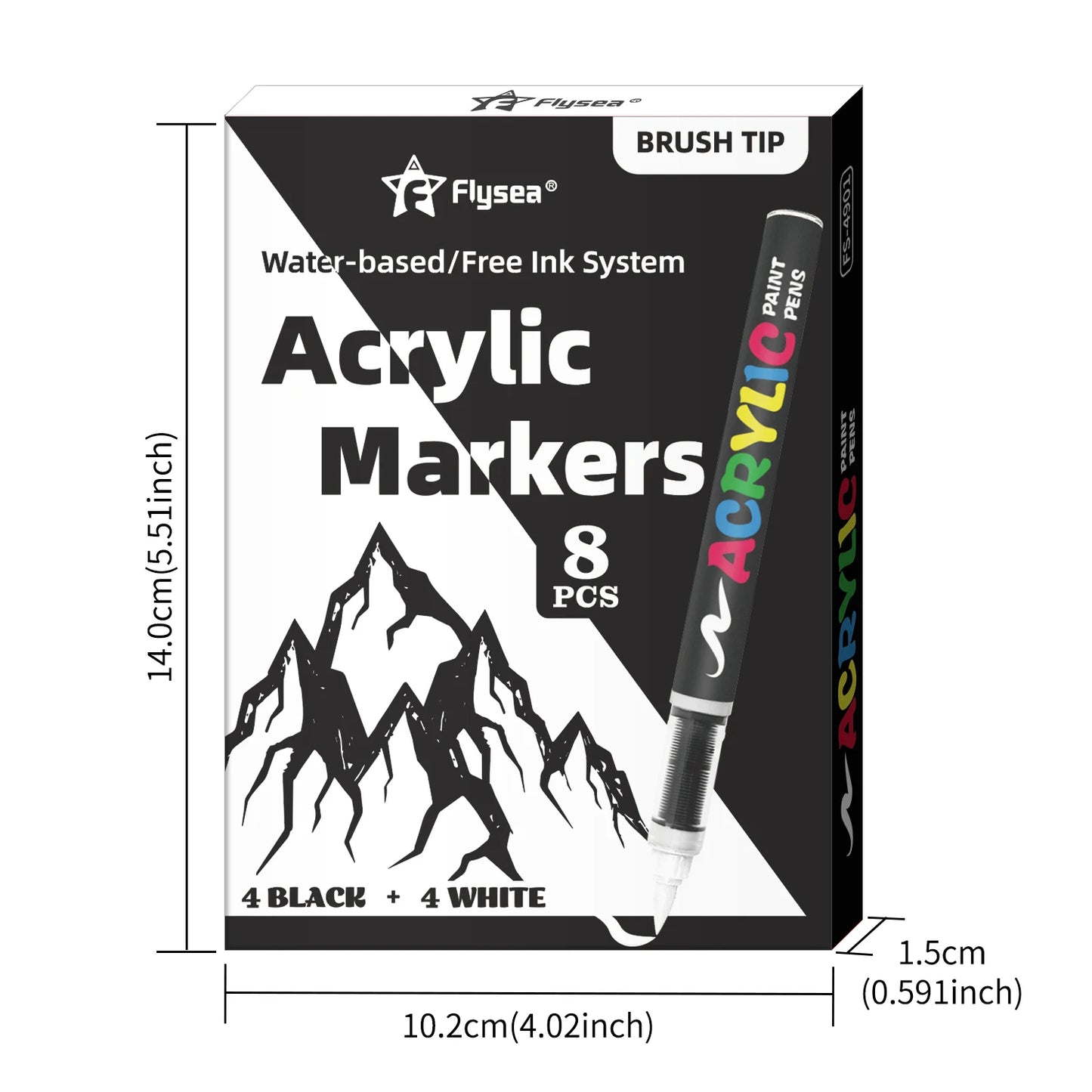 8pcs Black and White Acrylic Paint Markers Set, Large Ink Capacity, Acrylic Markers for Illustration Sketching, Wood, Glass, 