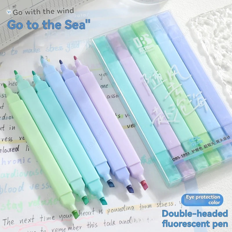 6/12 Colors Highlighters Cute Pastel Pens Bible Pens Soft Tip Aesthetics Markers Kawaii Stationary for Students School Suppli