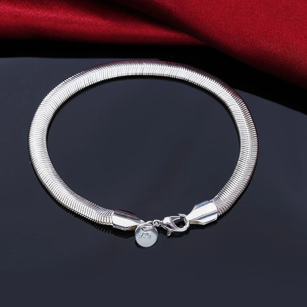 Fine Noble 925 Sterling Silver Solid Chain Bracelet For Women Men Charm Party Gift Wedding party Fashion Jewelry - H164