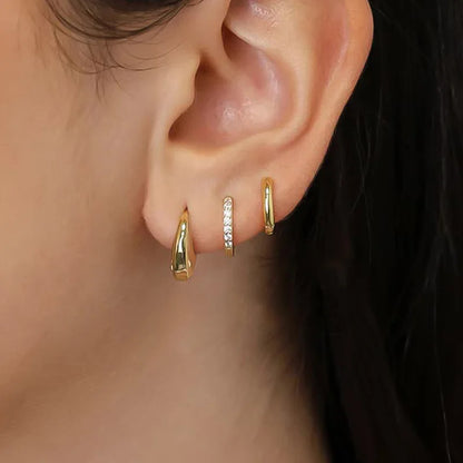 3 Pairs Stainless Steel Crystal Zirconia Hoop Earrings for Women Trendy Simple Gold Plated Circle Punk Earrings Piercing Jewe