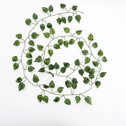 Artificial Plants Home Decor Wall Liana Ivy Decorative Creeper Foliage Fake Vines Greenery Room Decoration Green Leaves - Gre