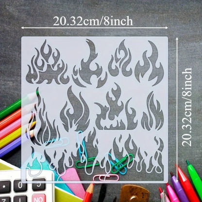 1Pc Large Flame Stencil Reusable Soft Plastic Template for DIY Wall Art Home Decor Painting on Wood Canvas Fabric