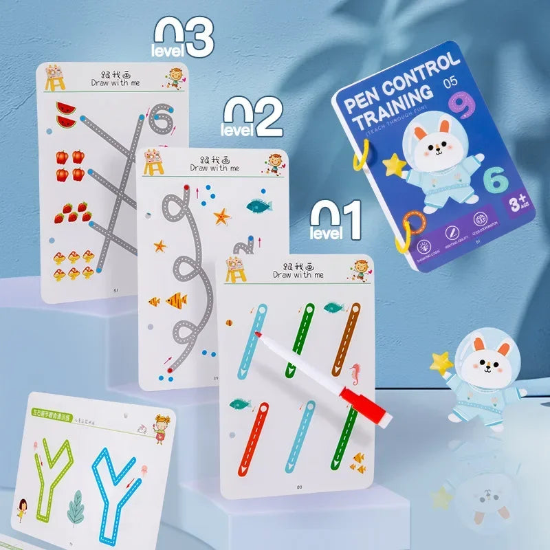 Magical Tracing Workbook Control Training Book Reusable Magic Practice Copybook Children Montessori Drawing Education Station