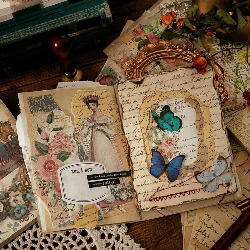 100 pcs Vintage material Diary Album background paper DIY decoration colored paper Scrapbooking Junk Journal Stationery Suppl