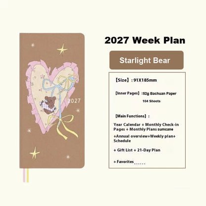 Kinbor 2027 Weekly Planner Pocket Size Notebook Week Plan Notepad Schedule Planning Book Punch Efficiency Manual Daily Writin