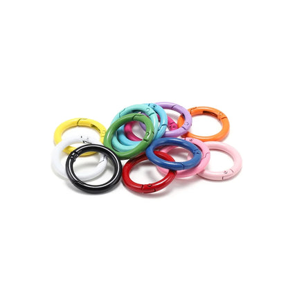 5Pcs/Lot 21 Colors Metal O Ring Spring Clasp Openable Round Carabiner Keychain Clips Hook Dog Chain DIY Jewelry Buckle Connec
