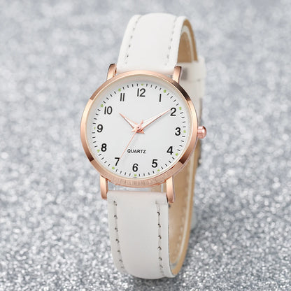Fashion Women Watches Casual Arabic Dial Ladies Leather Band Quartz Watch Reloj Mujer Girls Clock Gift - White