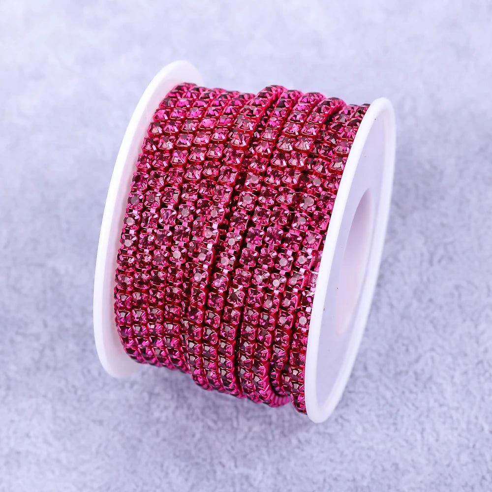 Crystal 10 Yard Rhinestones Trim Stone Cup Chain Gold Diamond Strass Decorative Applique Crystal Trimmings For Dresses - Fuch