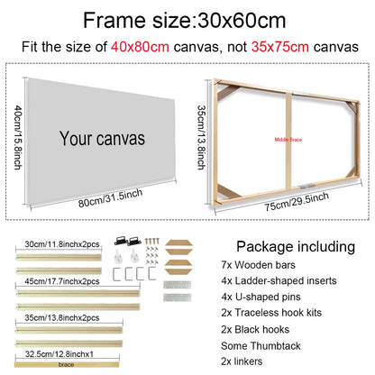 Various Sizes Canvas Frame Wooden Frames Natural Wooden Photo Oil Painting Canvas Diamond Painting Frames Canvas Wood Wall Fr