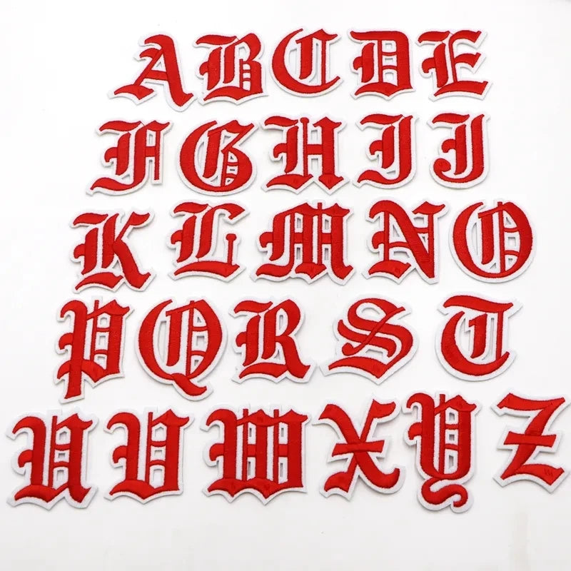 New 1PC Gothic Alphabet Embroidery Patches Iron On Letter Patch A-Z Patch Embroidered Patch Sew On Patches For Clothing Name 