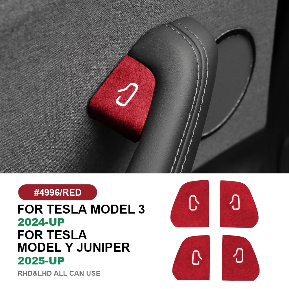 For Tesla Model Y Juniper 2025 Model 3 Highland 25-26 Car Interior Suede Door Button Trim Stickers Patch Trim Cover Accessori