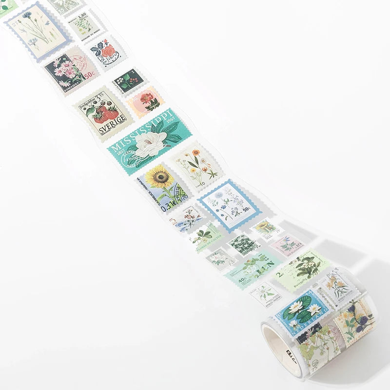 55mmx2m Vintage Stamp Tape Style Stickers 1 roll Decorative collage Diary Album Scrapbooking material Craft Supplies - 1