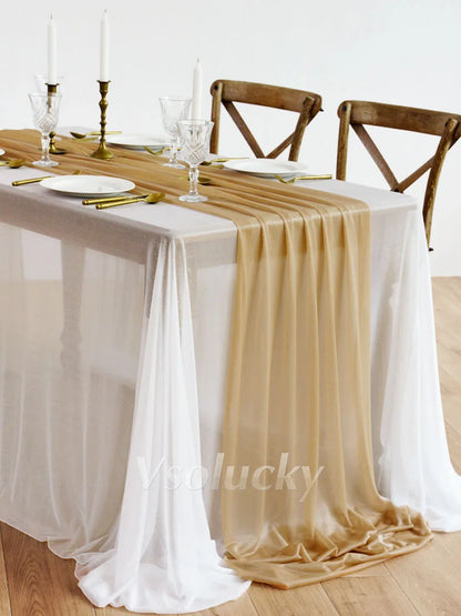 Table Runner Luxury Sheer for Wedding Rustic Boho Party Bridal Shower Birthday Christmas Decorations - Ginger / 4.26m X 74cm