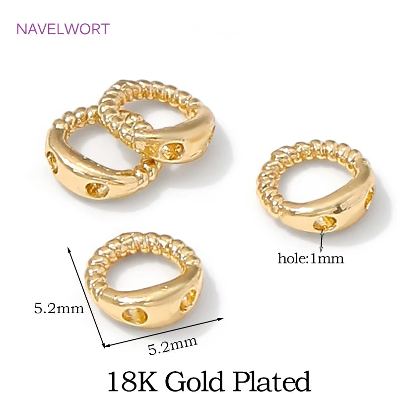 10/20Pcs 18K Gold Plated End Beads Tip,Brass End Caps For Jewelry Making,Connecting Rings For Jewelry,DIY Bracelets Accessori