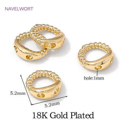 10/20Pcs 18K Gold Plated End Beads Tip,Brass End Caps For Jewelry Making,Connecting Rings For Jewelry,DIY Bracelets Accessori