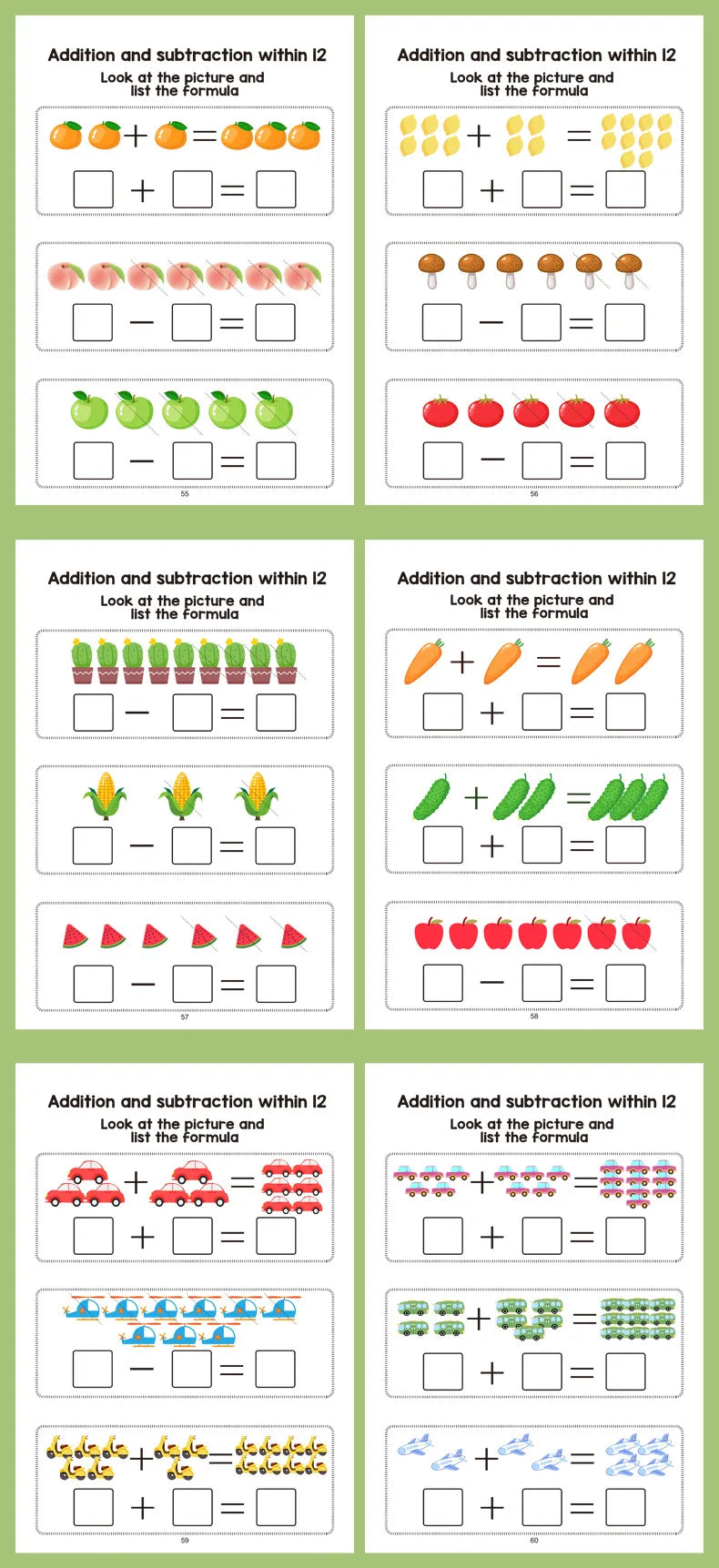Interactive Math Workbook - Counting, Addition, and Subtraction Within 10, Number Relationships Activities - Visual Learning 
