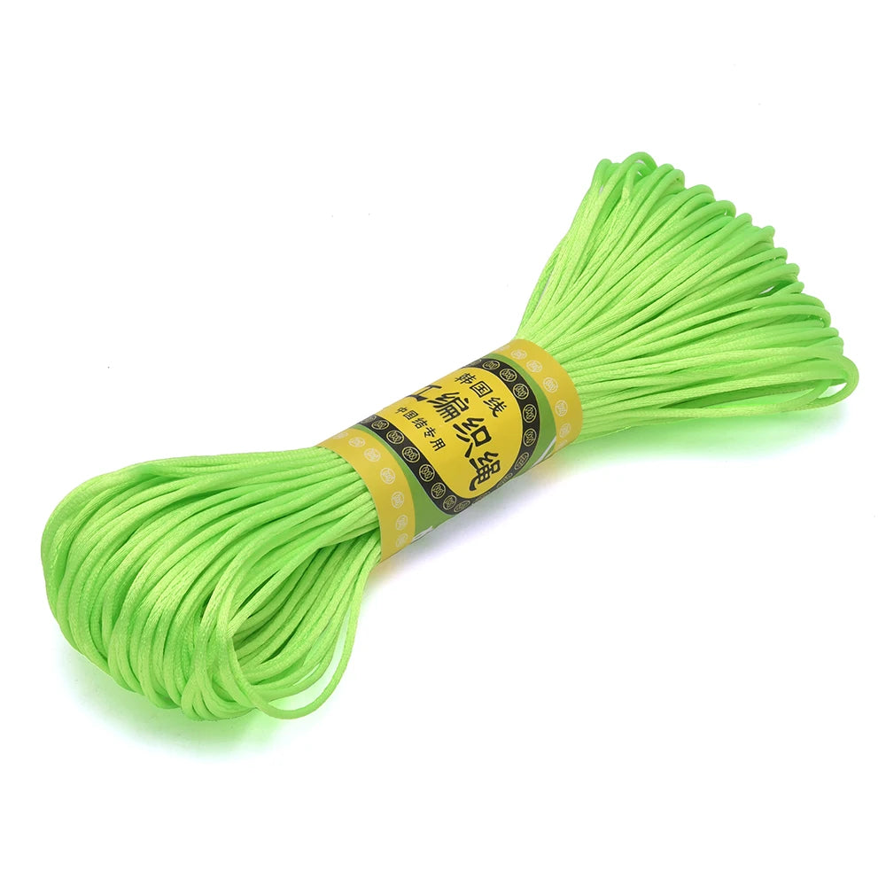20M 1.5mm Satin Nylon Trim Cord, Rattail Cord Chinese Knot - Fluorescence Green