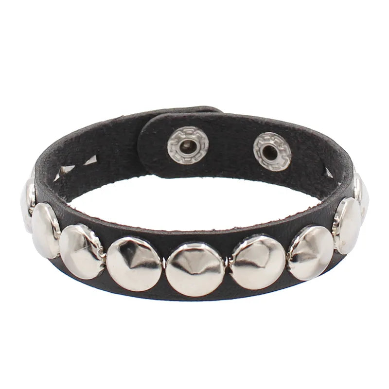 Vintage Leather Bracelets Punk Row Cuspidal Spikes Rivet Stud Wide Cuff PU Leather Punk Gothic Rock Unisex goth accessories -