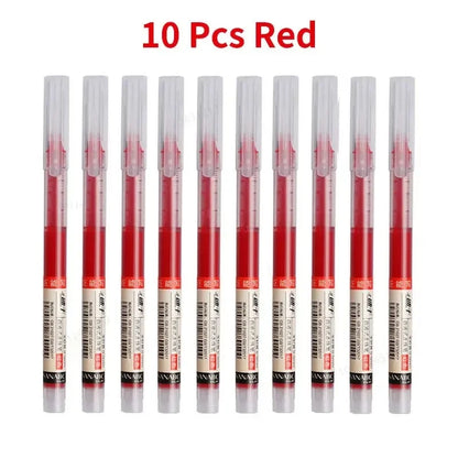 3-102Pcs/set Needle Type Gel Pens Straight Liquid Ballpoint Pen Kawaii Stationery School Office Supplies Writing - 10pcs red
