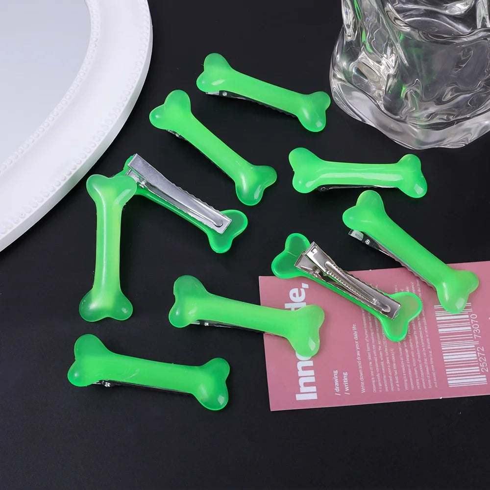 White Bone Hair Clip Cute Cartoon Bobby Pin Girl Fashion Dog Bones Decoration Small Hairpins Barrettes Y2K Accessories