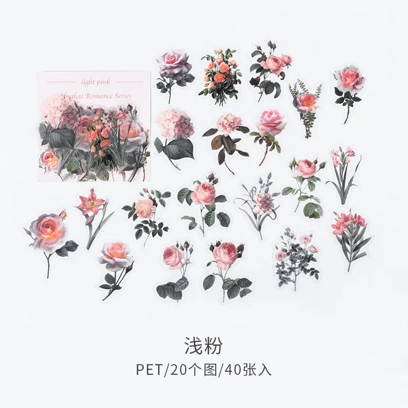 40pcs/bag Vintage Ginkgo leaves flowers PET sticker package DIY diary decoration sticker album scrapbooking - 04