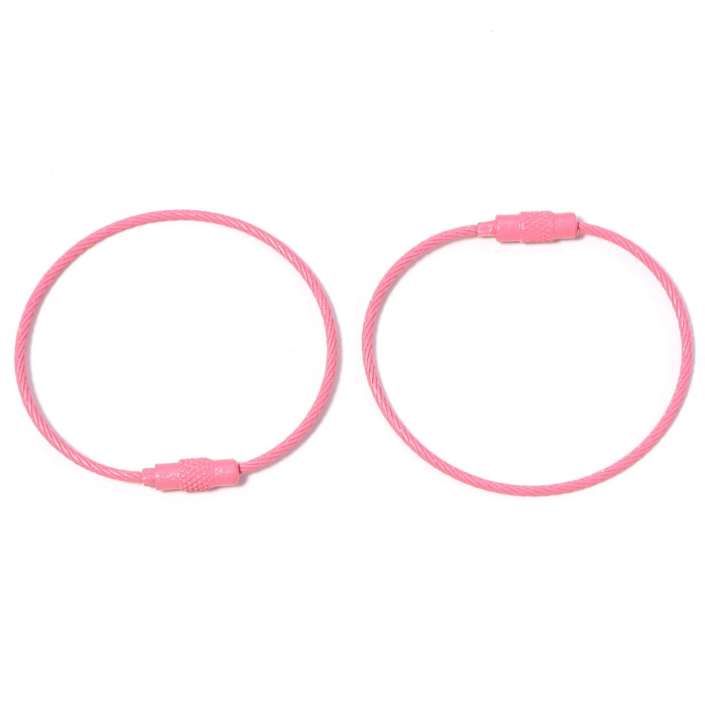 10pcs/lot Stainless Steel Wire Keychains Colorful Round Cable Loop Screw Lock Rope Rings For DIY Keyrings Key Chains Accessor