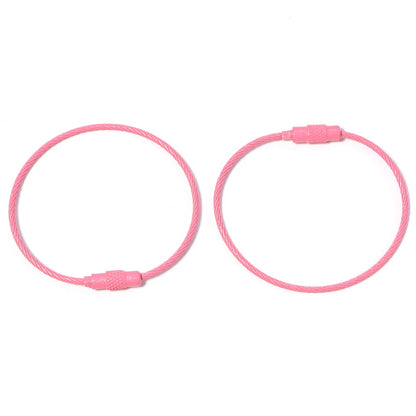 10pcs/lot Stainless Steel Wire Keychains Colorful Round Cable Loop Screw Lock Rope Rings For DIY Keyrings Key Chains Accessor