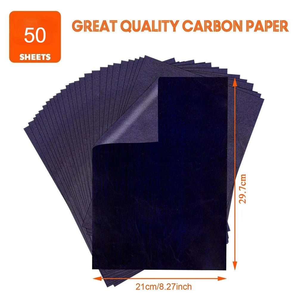 50pcs A4 Graphite Transfer Paper Tracing Painting Sheets Copy Graphite Paper for Drawing Patterns Sketch Canvas Fabric - A4 5