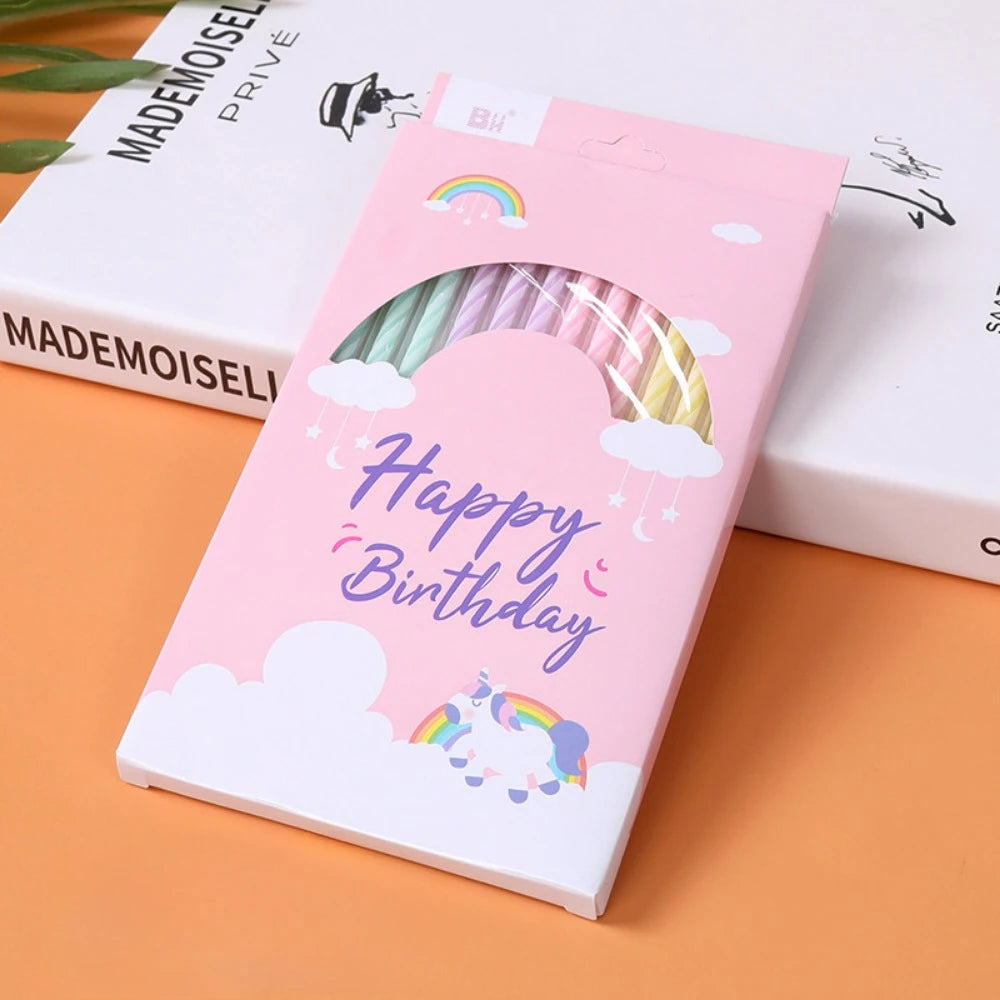 12/48pcs/1case Birthday Candles Spiral Cake Candles Long Thin Cake Candles For Wedding Party And Cake Decoration - 12pcA3 ma 