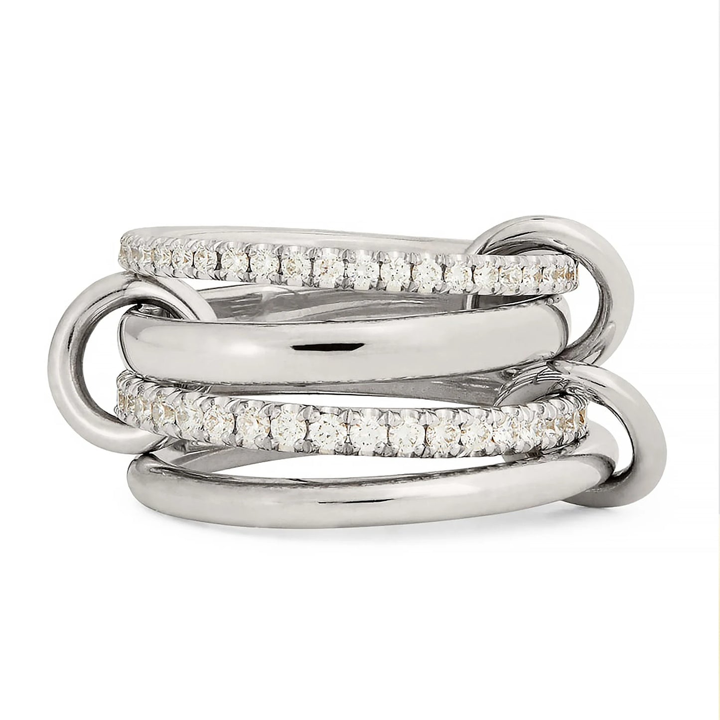 Luxury Cubic Zirconia Gold Plating Multilayer Connecting Rings for Women Fashion Mixed Color Stackable Finger Ring Party Jewe