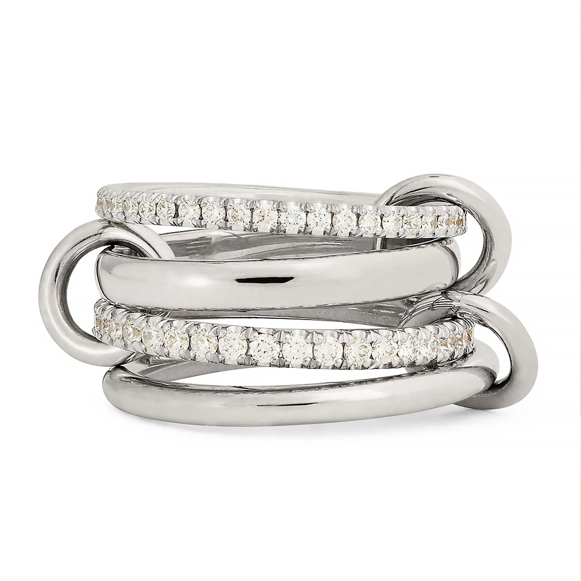 Luxury Cubic Zirconia Gold Plating Multilayer Connecting Rings for Women Fashion Mixed Color Stackable Finger Ring Party Jewe