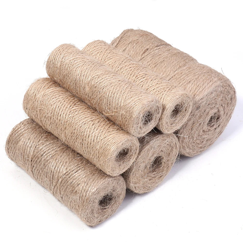 100Meters Natural Jute Rope String Ribbon Crafts DIY Vintage Jute Cord Twine Thread Sewing Gift Party Wedding Home Decoration