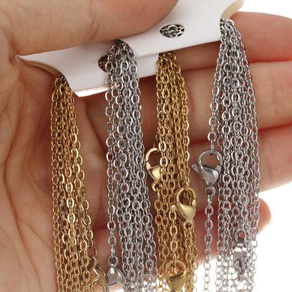 10Pcs/lot 50cm Stainless Steel Link Chains Necklaces Cuban Cross Chains Accessories for DIY Gifts Jewelry Making Bulk