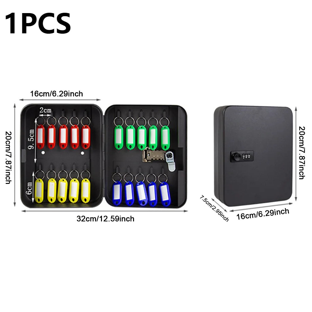 Combination Key Cabinet with Key/Code Lock 20 Key Hooks Key Cabinet Security Lock Wall Mount Box Key Holder Box Home Safe Box