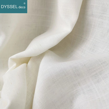 Modern Deco Linen Look Solid Home White Sheer European Style Window Curtains Grommet S Wave for Living Room Bedroom
