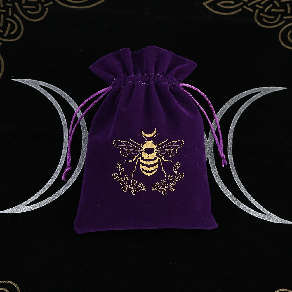 1Pcs Tarot Storage Velvet Bag Drawstring Suede Pocket Board Game Card Embroidery Package Witchcraft Supplies for Altar Tarot 